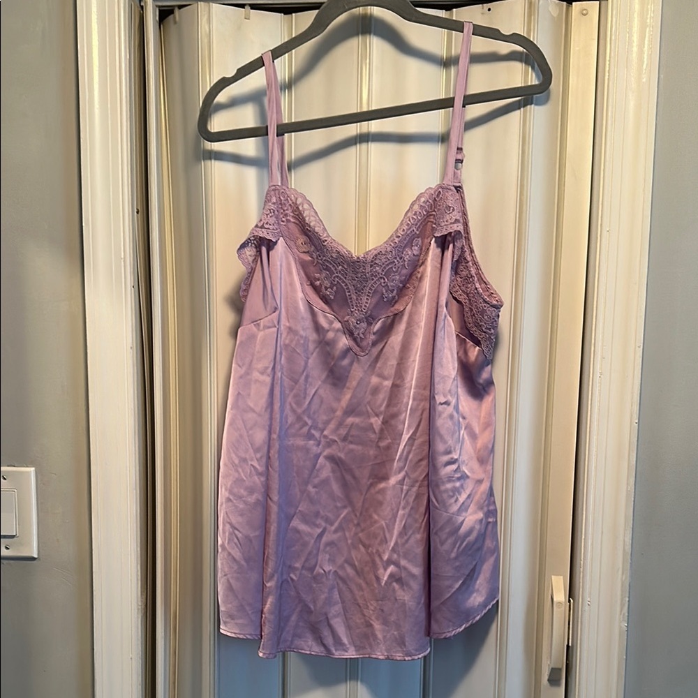 Torrid Lavender Lace Trim Cami Top - summer, dressy, lingerie, satin, plus size